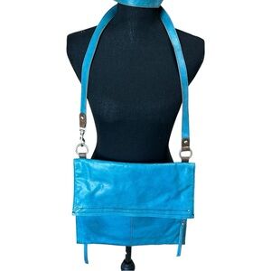 HOBO Lauren Turquoise Leather Foldover Crossbody Wallet Organizer